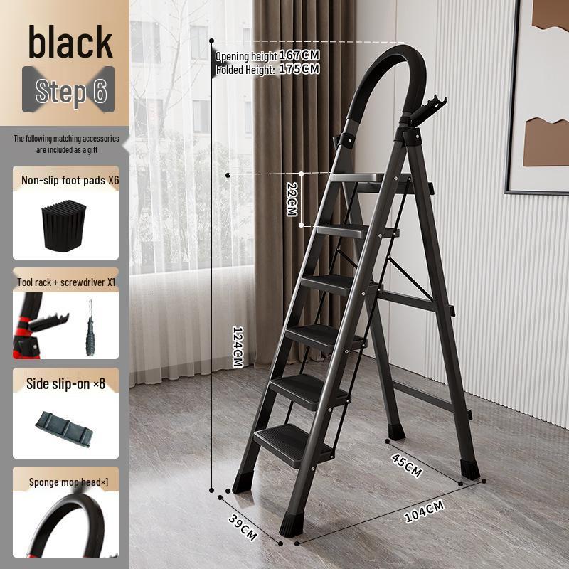 Red Multi-Functional Portable Indoor Folding Ladder: Lightweight, Thickened, Telescopic A-Frame - Ideal Housewarming Gift