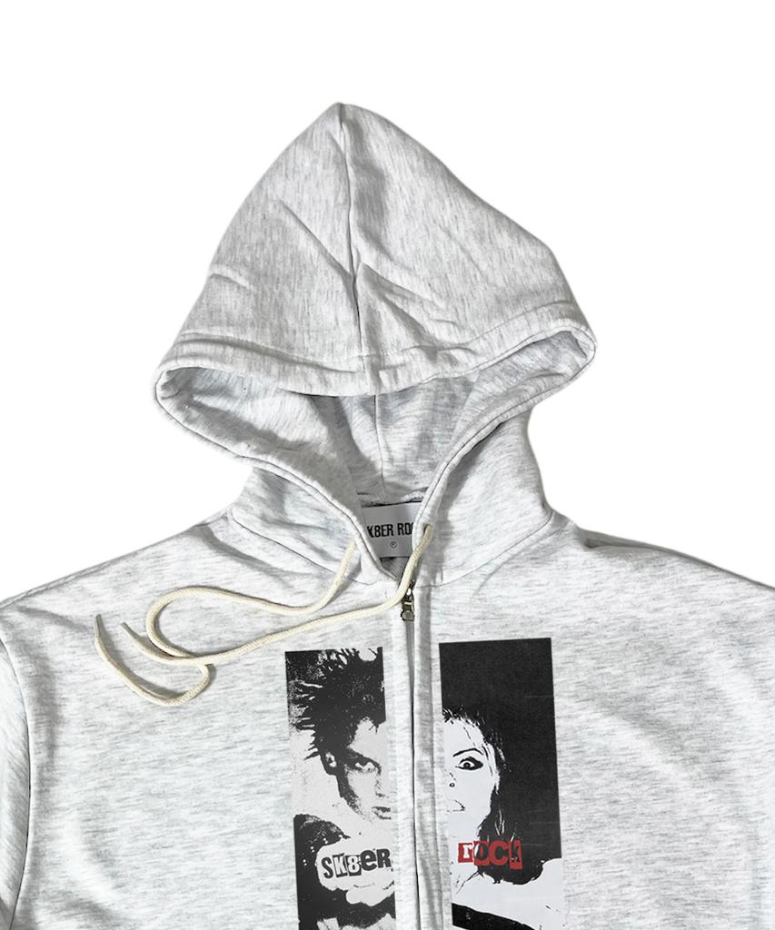 Sk8Er Rock Boy Or Girl Sweat Hood Zip-Up ((White Melange))
