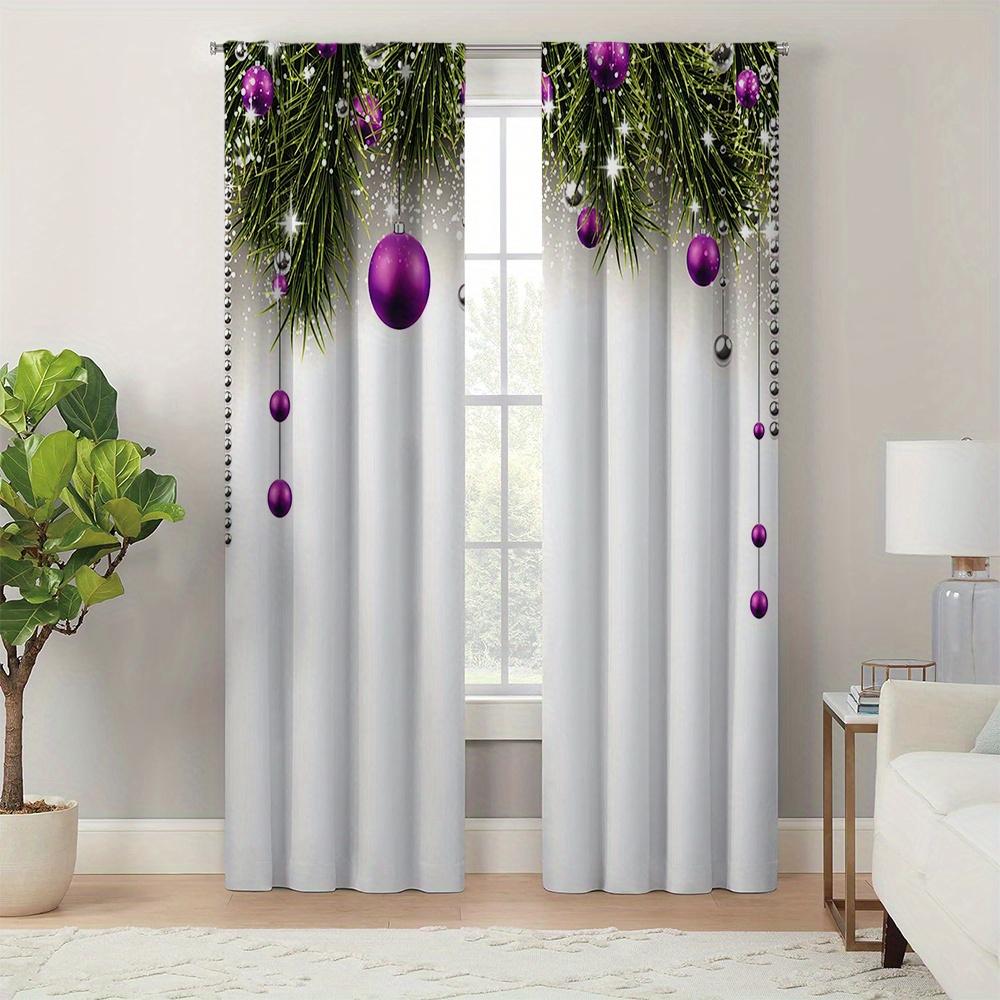 Christmas Tree Snowflake Polyester Drapes Rod Pocket Style Ideal for Easy Hanging Household Decoration Ideal for Bedchamber Office Kitchen