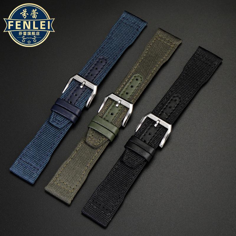 20 21 22mm Braccialetto Blu Verde di Alta Qualità per Orologio IWC Cinturino in Nylon e Vera Pelle Big Pilot Little Prince Mark 18
