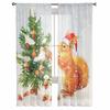 Christmas Tree Squirrel Snowflake Watercolor Sheer Curtains Modern Gauze Curtain for Living Room Bedroom Voile Yarn Curtains