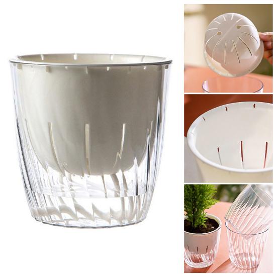 1/2 Stück Blumentopf Wasser Automatisch Selbstbewässernd Hydroponischer Einfüllstutzen mit Entwässerungslöchern Blumentopf Transparente Basis Pflanztopf