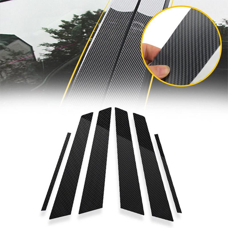 6pcs Door Window Center Middle Column BC Pillar Post Cover Mirror Effect Trim For Honda Civic Sedan 2006-2011