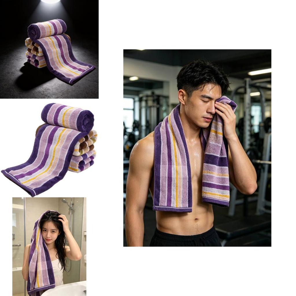 Cotton Striped Face Towel With Absorbent Thickened Fabric For Home Use Adults