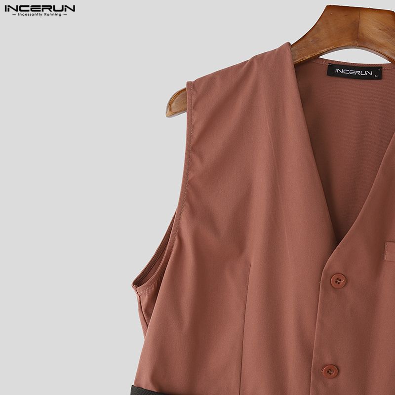 INCERUN Men Sleeveless Buttons Irregular Tops and Long Loose Pants Outfits Sets