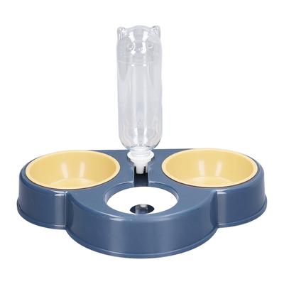 Triple Dog Cat Bowls 15 Degree Tilted Raised Cat Food Bowl with Automatic Water Bottle for Puppy
