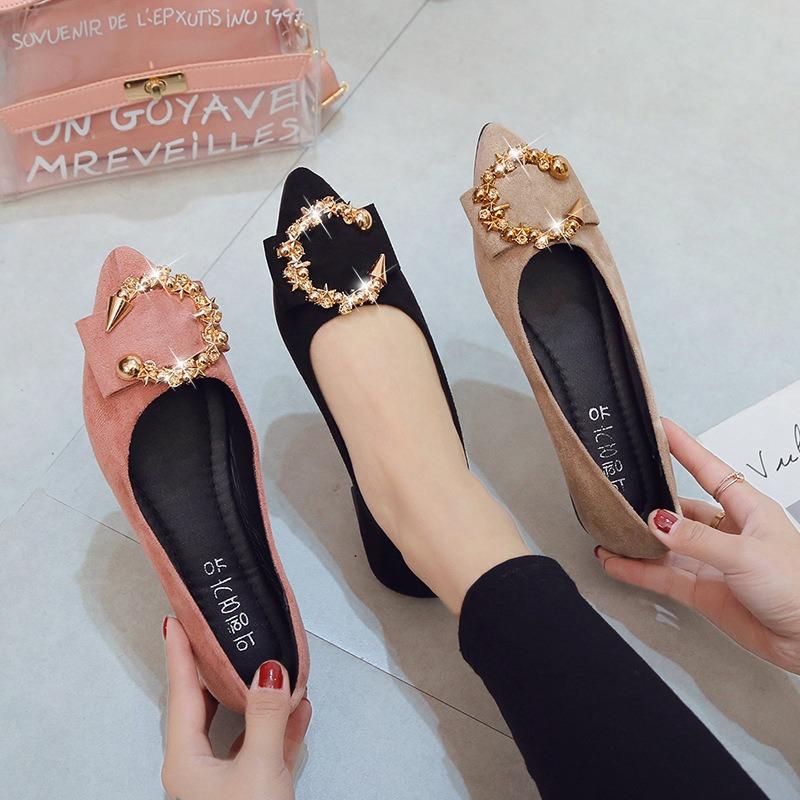 Single shoes women's spring and summer new shallow mouth pointed flat shoes women's soft sole professional black lazy one-pedal women's shoes