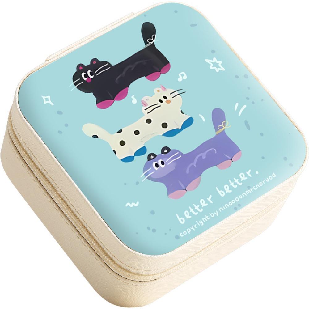

Pet Cat Pattern Jewelry Case Mini Storage Box Lightweight Jewelry Box Earrings белый