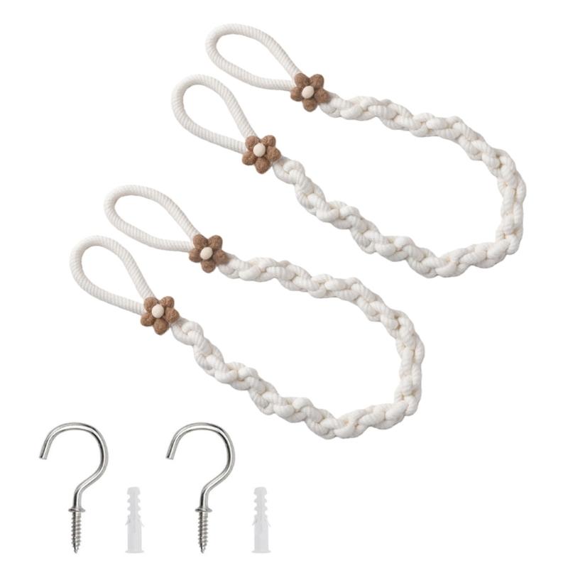 Curtain Tiebacks,Curtain Tie Backs for Curtains Drape Tieback Holders Cord with Metal Hook for Bedroom Farmhouses Decors