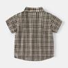 Children's Clothing Summer Boys' Stand Collar Short Sleeve Plaid Shirt Kids Casual Pocket Shirt Baby Boys' Half Sleeve Tops