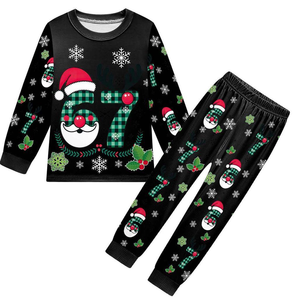 19698 Kids Boys Girls Christmas Steal a Brainrot 67 Six Seven Print Long Sleeves T-Shirt Pants Pajamas Sleepwear Sets