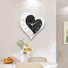 Mirror Love Wall Clock Black and White Silent Frameless Design Clock Suitable for Anniversary and Valentine's Day