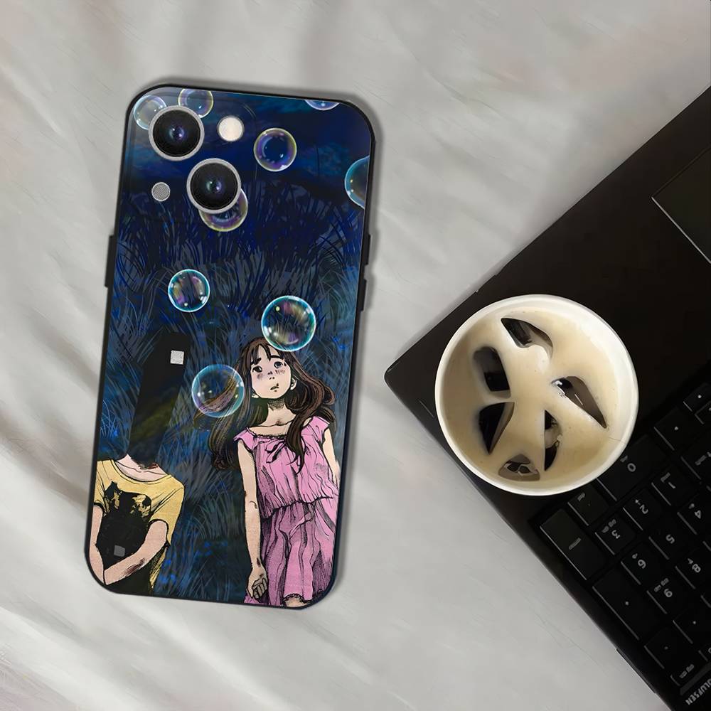 Goodnight Oyasumi Punpun Black Soft Cover Phone Case For iPhone 17,16,15,14,13,12,11,Pro,XS,Max,XR,Plus,E,SE4,Mini