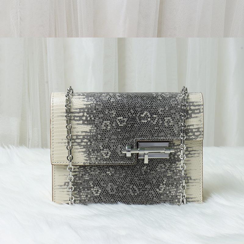 First Layer Cowhide Chain Bag Women'S Latch Bag Leather Lock Small Square Bag Shoulder Messenger Bag