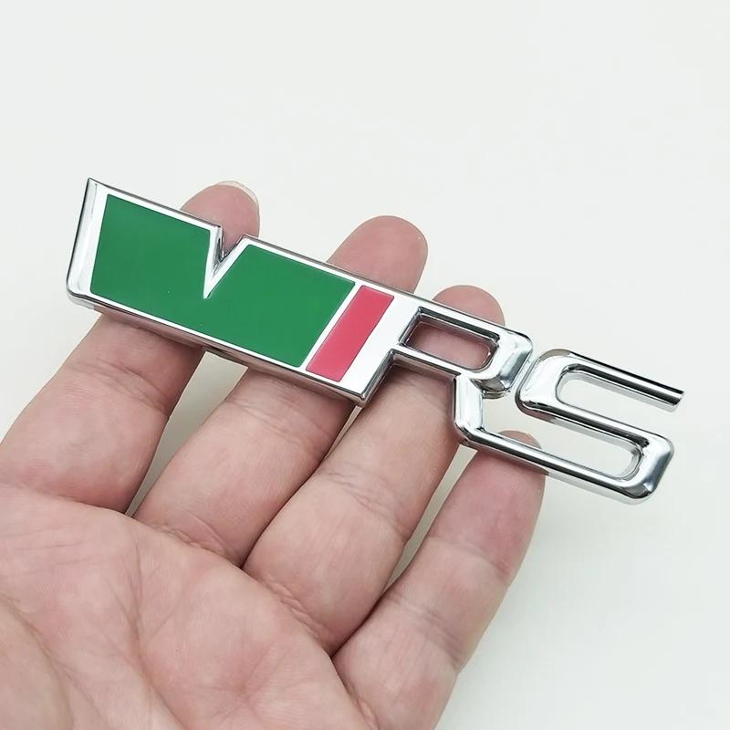 3d Metal RS Logo VRS Car Front Grill Emblem Rear Trunk Badge for Skoda VRS Octavia 1 2 3 Rapid Kodiaq Karoq Fabia Kamiq Superb EH4