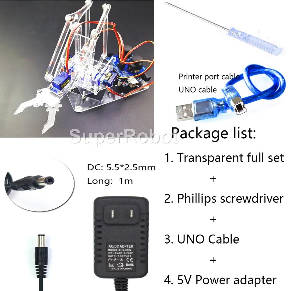 SG90 MG90S 4 Dof Kit Robot Acrilic Mecanic Manipulator Gheară Neasamblat Pentru Arduino Braț Robotic Kit STEAM Programare Braț Robotic