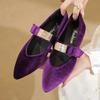 Fashion Ladies Footwear Purple One-line Buckle Office Pointed Toe Spring Summer 2025 Slip On Shoe With Discount Non Women's Flat Shoes