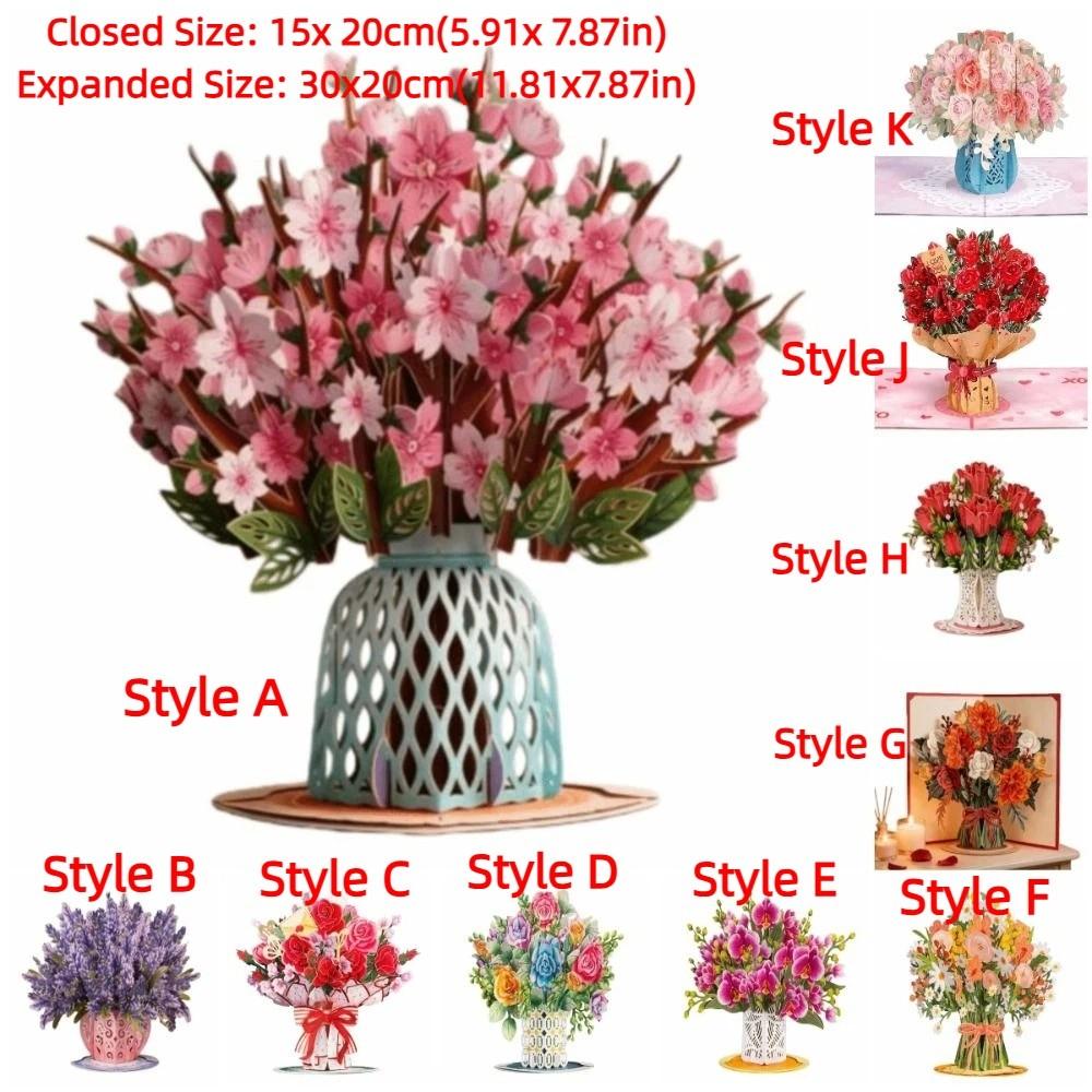 Lavender 3D Pop Up Flower Bouquet Card Romantic Wedding Blessing Card  Mothers Day