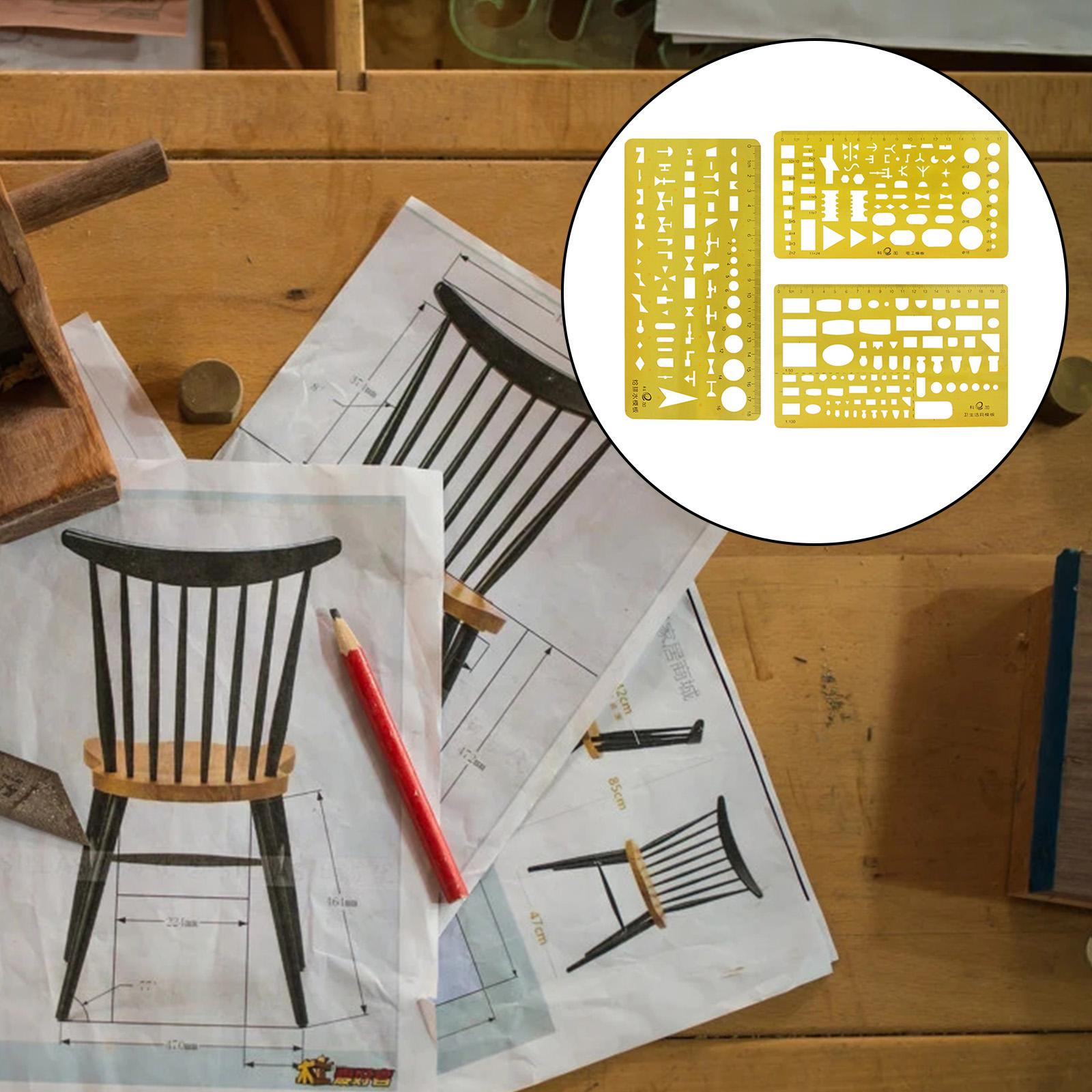 

Geometric Drawings Templates Plastic Clear Yellow Rulers for Studying, Designing and Building