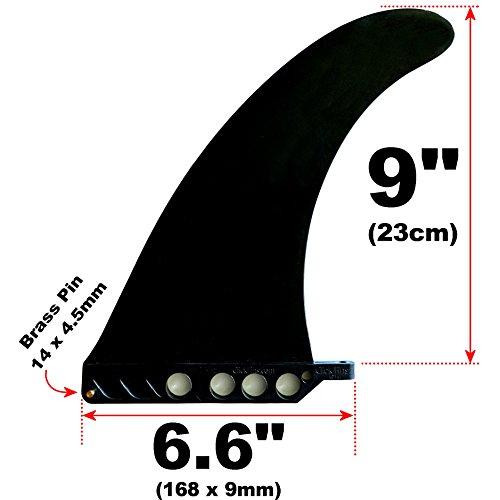 23cm Center Fin 9" Longboard airSUP Air7 Paddleboard SUP 9-inch Hard Plastic Fin saruSURF Fin with Screw (Black)
