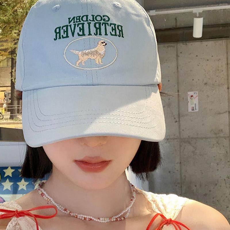 

Бейсболка корейской версии с вышитой собакой и мягким верхом в виде утконоса синий