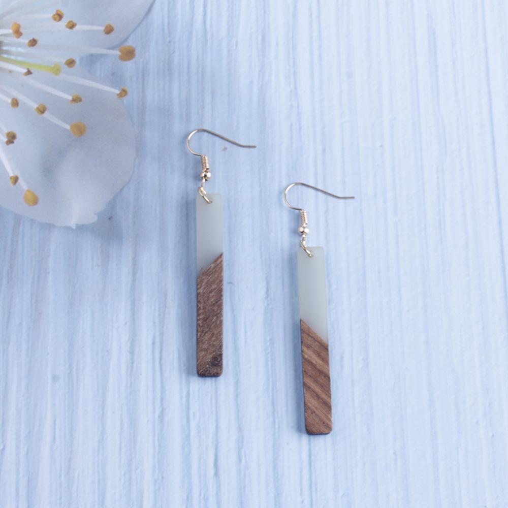Bară din rășină din lemn, cercei cu picătură atârnă pentru femei, picături lungi din lemn, bijuterii pentru femei, cadou pentru fete