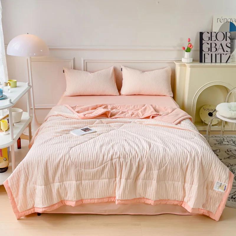 Soybean Fiber Seersucker All Cotton Washed Cotton Summer Quilt Four-Piece Set