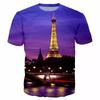 Novelty France Paris Eiffel Tower 3D Graphic Tees Y2k Men Women Short Sleeve Street Tshirt Kids Casual Oversized Tops Clothing