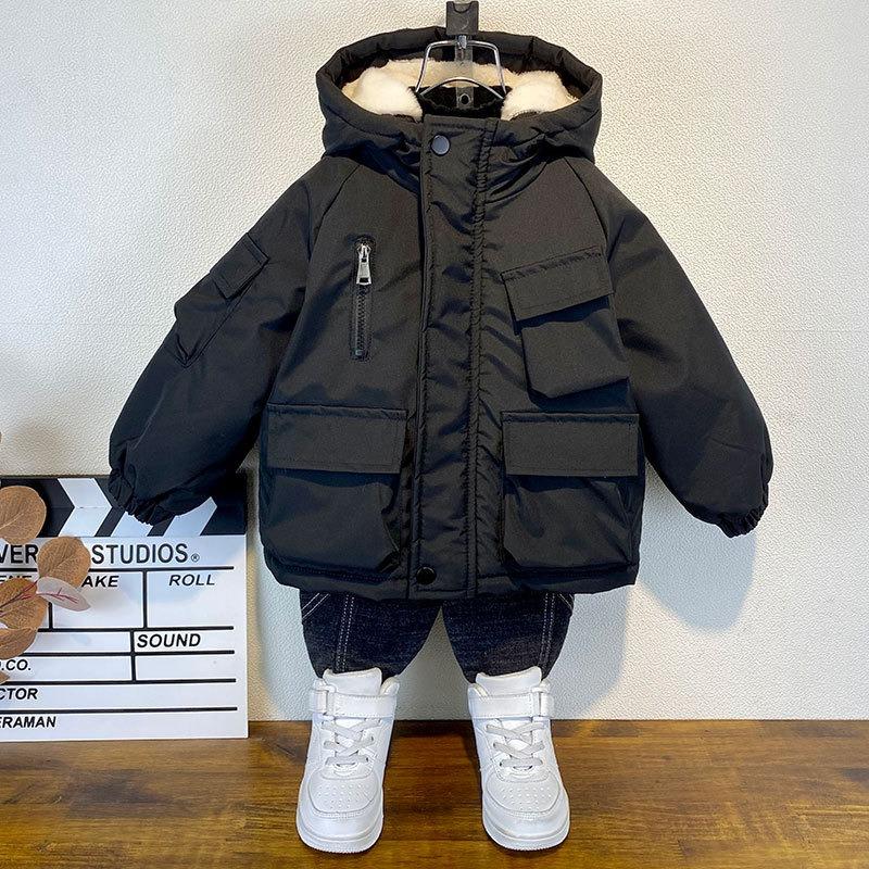 Boys Fleece Pie Overcome, New Boys Treasure Padded Jacket Clothes Trendy Children's Autumn and Winter Thickened Coat