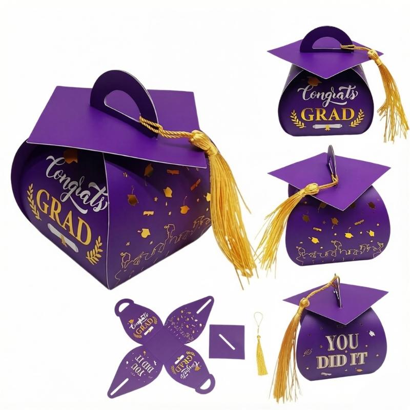 Unique Graduation Present Box Collection Stylish Color Treat Box Table Decoration For Awards And Souvenir