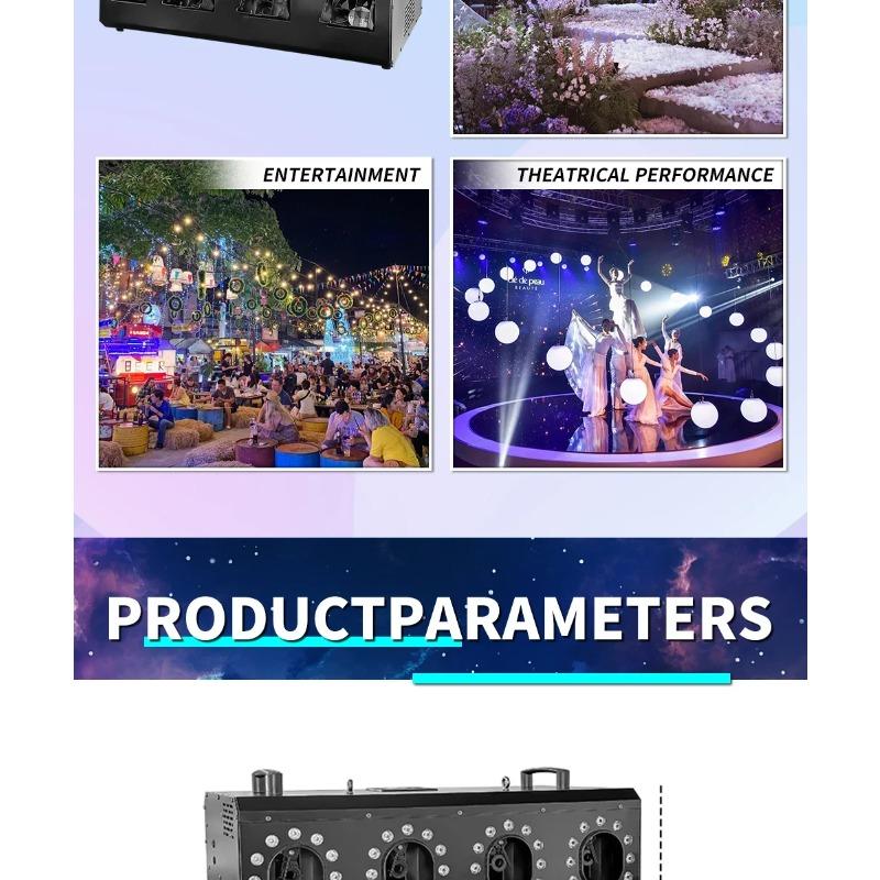 2 Holes Compact LED Smoke Bubble Machine - EU Plug 1500W DMX Supported for Wedding Party Stage