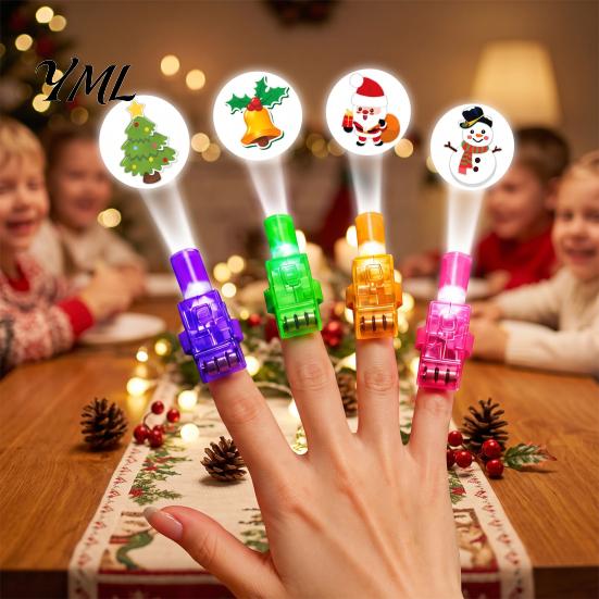 Childrens Party Gift Sets Christmas Finger Projector Light, Mini Patterns LED Toy for Kids, Interactive Play Toys Light Up Ring Projection Xmas