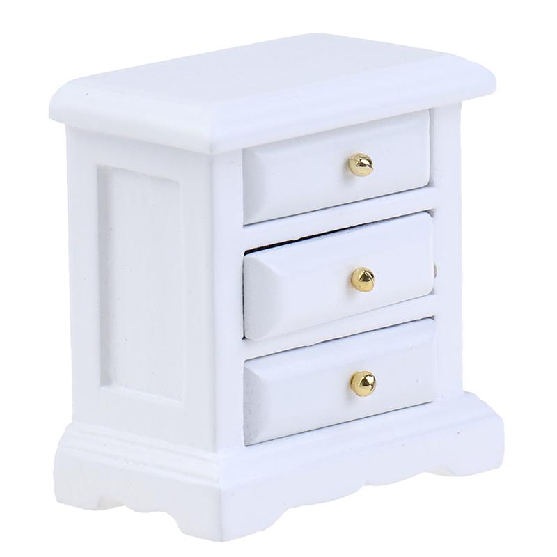 1:12 Dollhouse Miniature Bedside Cabinet Drawer Cabinet Doll House Bedroom Decor