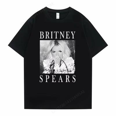 Vintage Singer Britney Spears Graphic T Shirts Male Fashion Casual Tshirts Unisex Women Oversized Pure Cotton Tshirt Streetwear