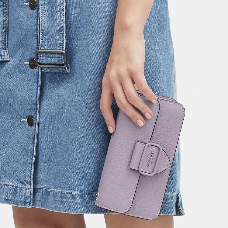 New COACH Morgan Leather Baguette Bag, Shoulder Bag, Crossbody Bag Women's Taro Purple CJ687-SVM4
