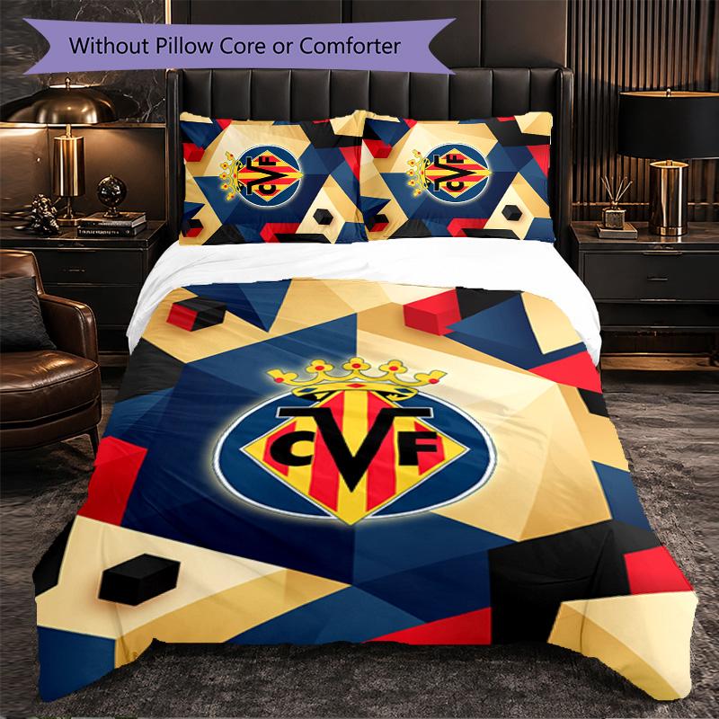 Villarreal FC Themed Bedding 3Pcs Duvet Cover Set Decorative Bed Linen For Teen Room Home Decoration