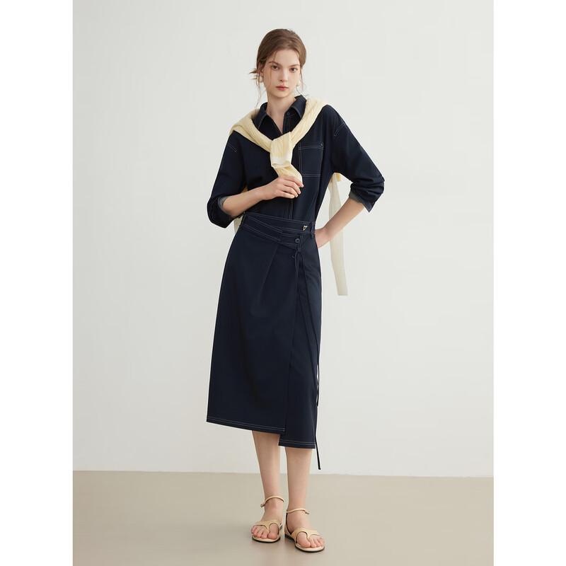 ELLE French Style Asymmetrical Waist Shirt Dress