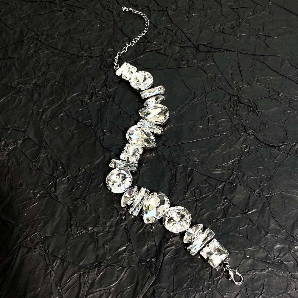 Exaggerated Rhinestone Necklace Light Luxury Women's Choker Temperament Crystal Necklace  Girls