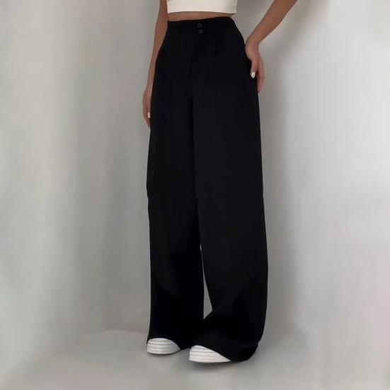 Women Suit Pants High Waist Straight-Leg Wide-Leg OL Commuter Style Casual
