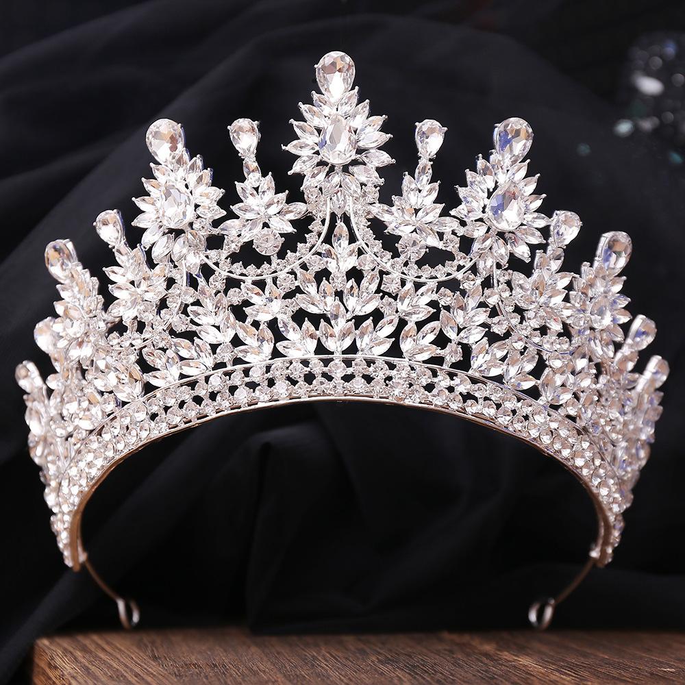 DIEZI Elegant Baroque Luxury Bridal Opal AB Crystal Tiara For Women Girls Gift Wedding Party Queen Crown Hair Dress Accessories