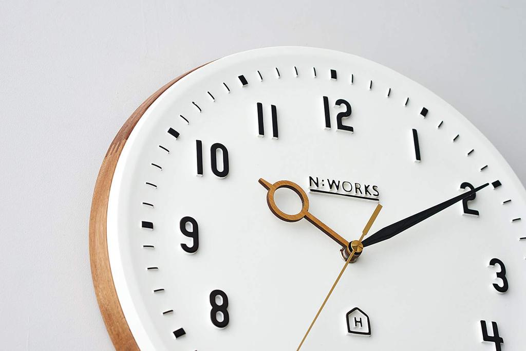 Interform Wall Clock Kempi White Black Wood Sweep Movement CL-3931