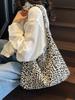Leopard Print Corduroy One-Shoulder Tote Bag - Versatile, Large Capacity, and Fashionable