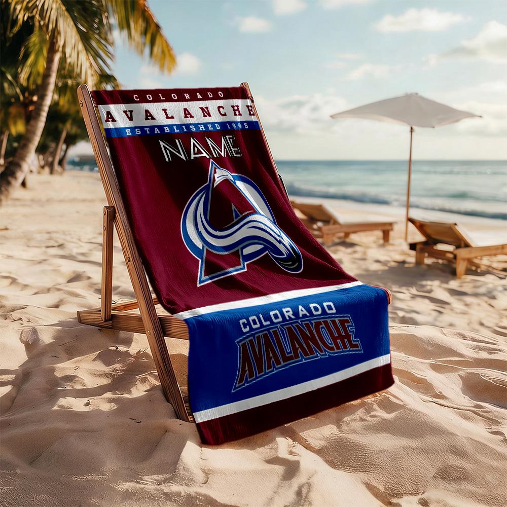 Avalanche Team Logo Customizable Name Beach Towel High Absorbency & Quick-Dry