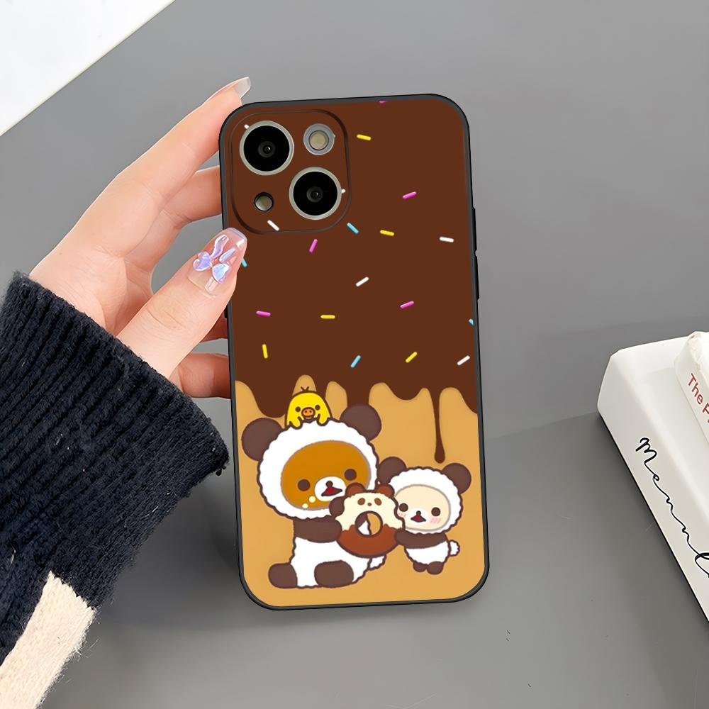 Cute Rilakkuma Bear Phone Case For Iphone 16 Plus 15 14 Pro Max 13 Mini 11 12 Xr X Xs 6 7 8 SE Plus Back Cover