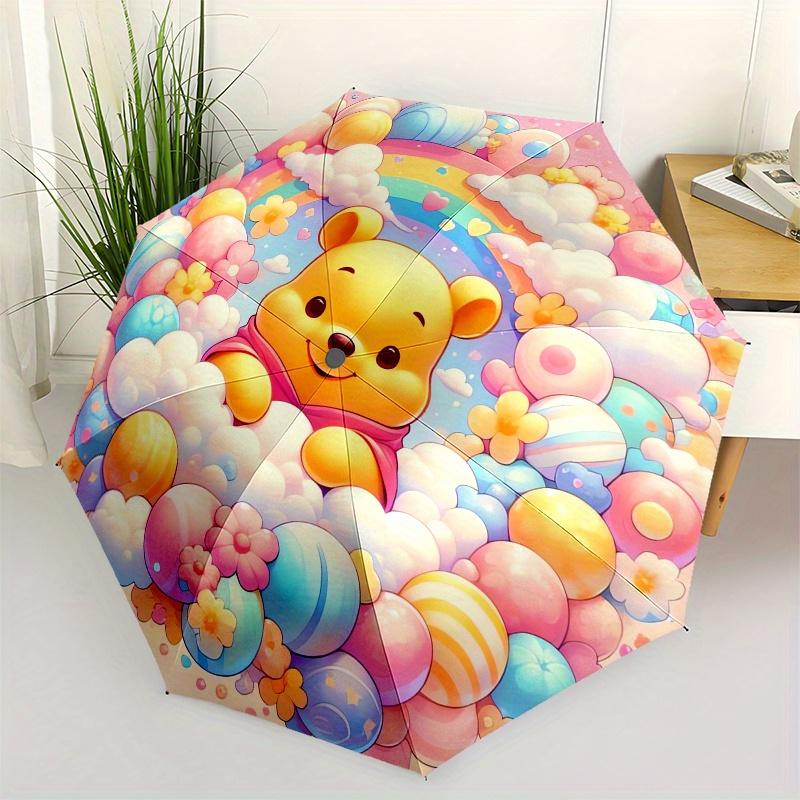 

Pooh Bear, Rainbow Automatic Opening and Closing Umbrella 8 Ribs Windproof Portable Folding Umbrella, Suitable for Casual and Business Outings,for