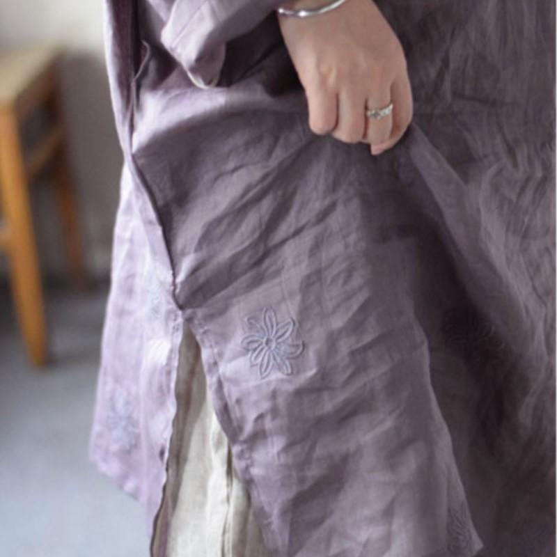 Johnature Women Vintage Jacquard Dress Solid Color O-Neck Long Sleeve Spring Chinese Style High Quality Dress