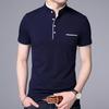 Mens Stand Collar Short Sleeve Slim Fit Big Size Solid Casual T Shirt