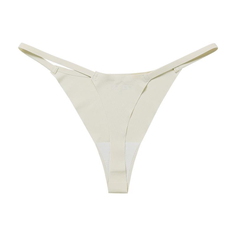 

European and American sexy invisible thong girl nylon low waist seamless ice silk thin belt sports breathable underwear S