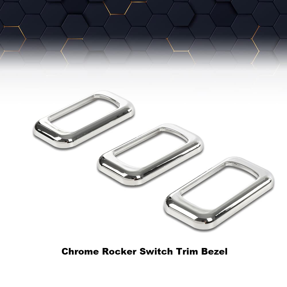 PIT66 Chrome Rocker Switch Trim Bezel, Compatible with Peterbilt Keworth Freightliner 3 PCS