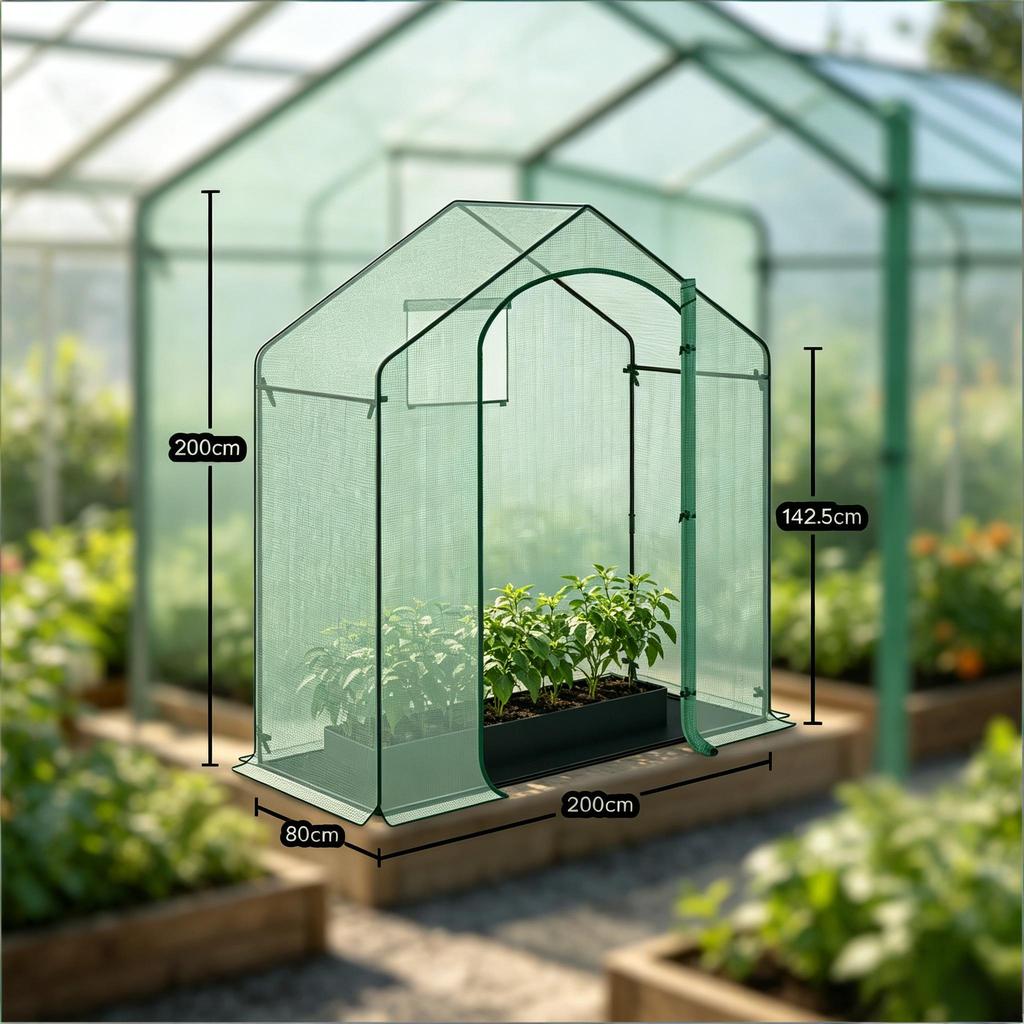 Chic Greenhouse,Terrace Greenhouse,Greenhouse with Roll-Up Arch Zipper Door,Plant Winter Tent,Outdoor Greenhouse